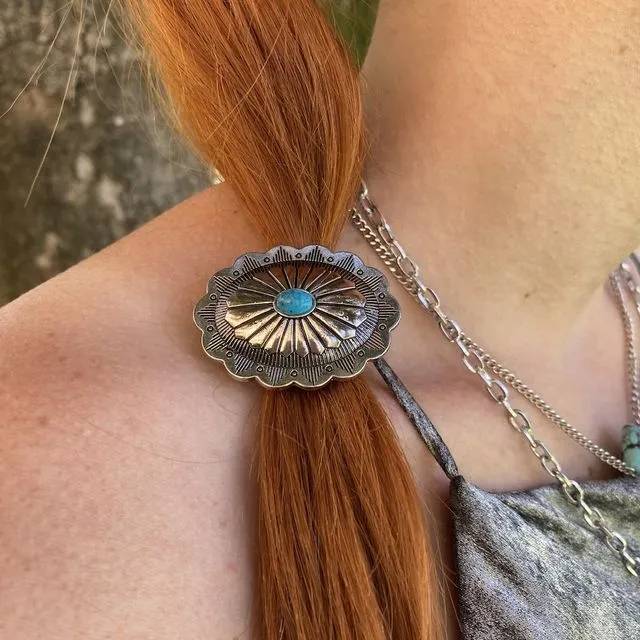 Concho and turquoise hair band