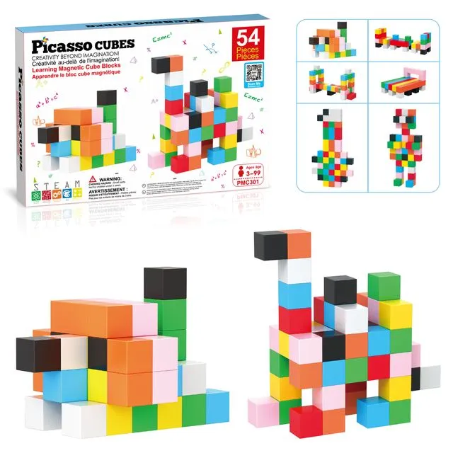 Magnet Cube Building Blocks 54 Pieces 1.2" Magnetic Cubes Toy PMC301