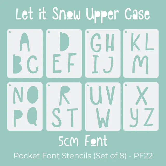 Let It Snow - Upper Case Font - 5cm Alphabet - Set Of 8 Pocket Stencils