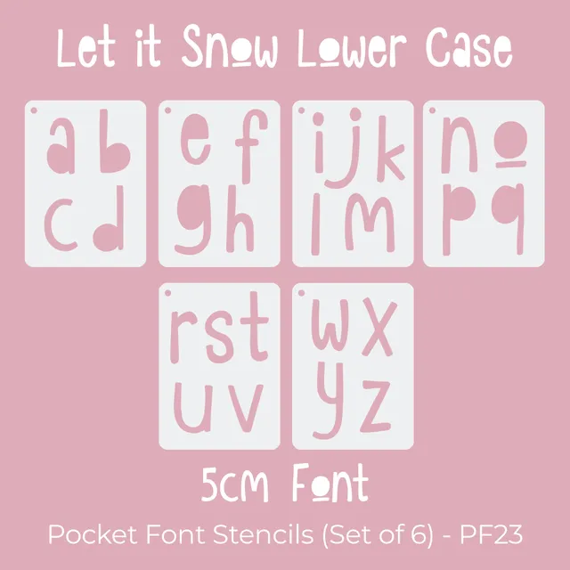 Let It Snow - 5CM Lower Alphabet Journal Stencils - Set of 6 Pocket Stencils