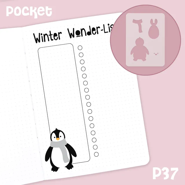 Christmas Penguin - Pocket Size - Journal / Planner Stencil
