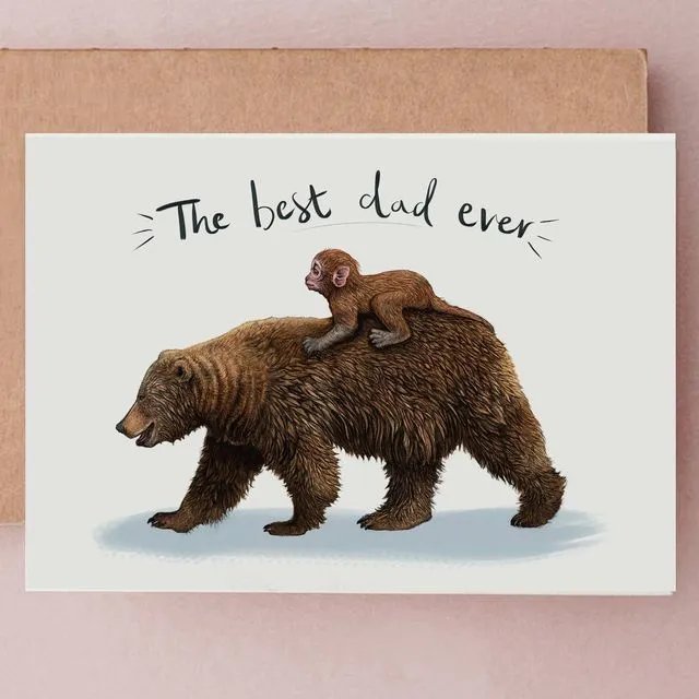 Bear & Monkey Adopted Father's Day Greetings Card