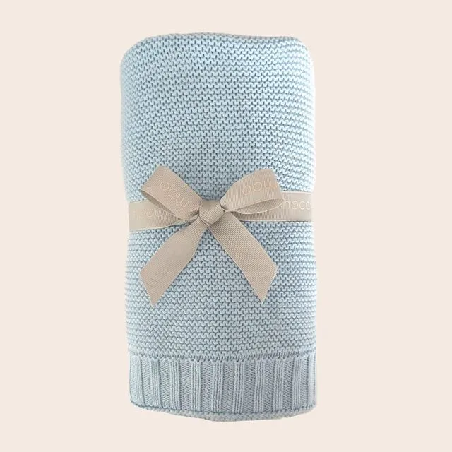 Classic Knitted Baby Blanket - Dusty Blue