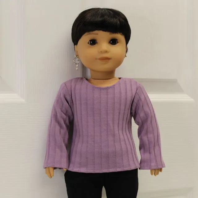 Comfy purple top fits 18" dolls