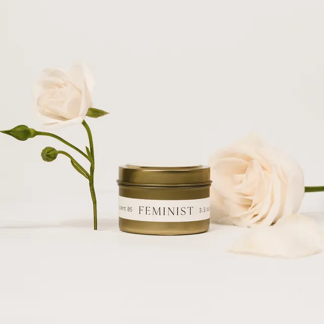 Jasmine + Rose all-natural coconut wax candle tin | FEMINIST