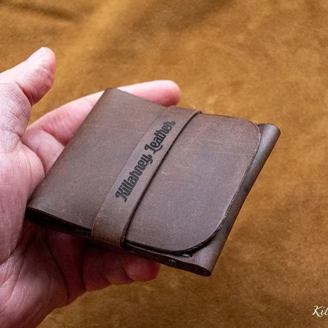 Handmade Italian Leather Cardholder Wallet 05 Brown Pull Up