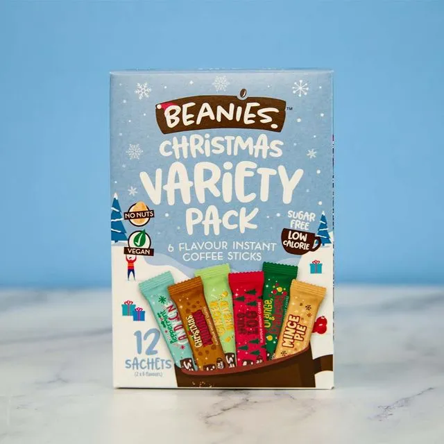 Beanies Christmas Variety Pack - Flavoured Instant Coffee pack of 6