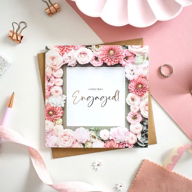 You're Engaged! Floral Foiled Greeting Card