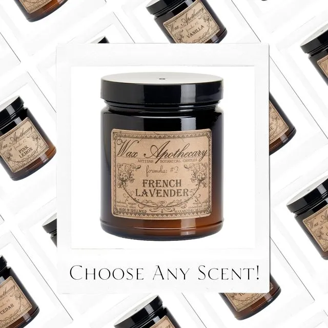6oz Botanical Candle in Amber Glass Jar - Choose A Scent