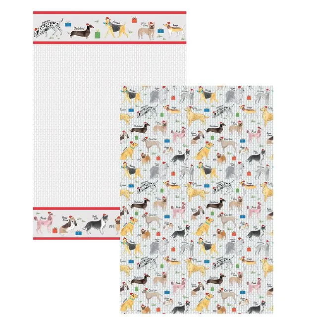 Debonair Dogs Xmas Tea Towels Set of 2 - 100% Recycled Cotton