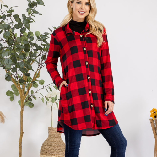 Plus Size Holiday red plaid dress/tunic -Pack of 6 -CD43739C