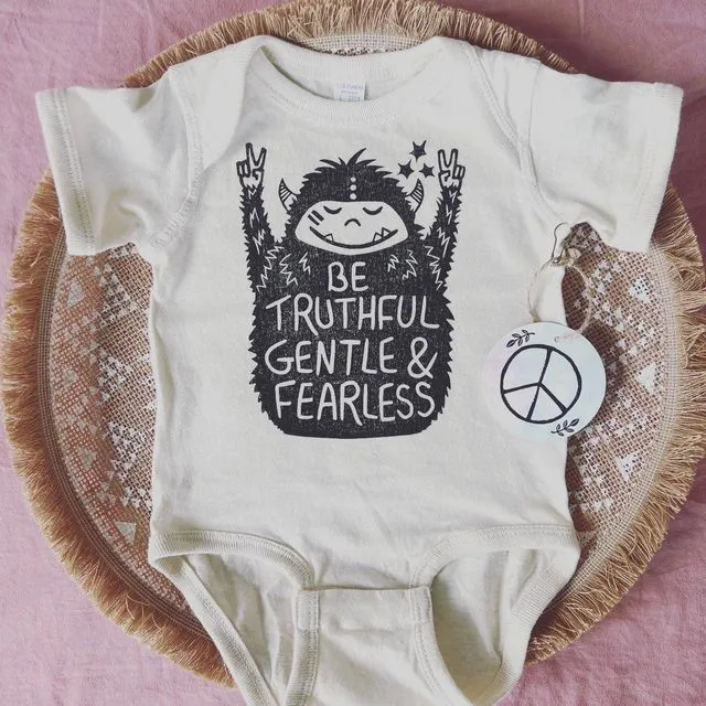 Euphoric Yeti Baby Bodysuit, Hippie baby outfit., Natural