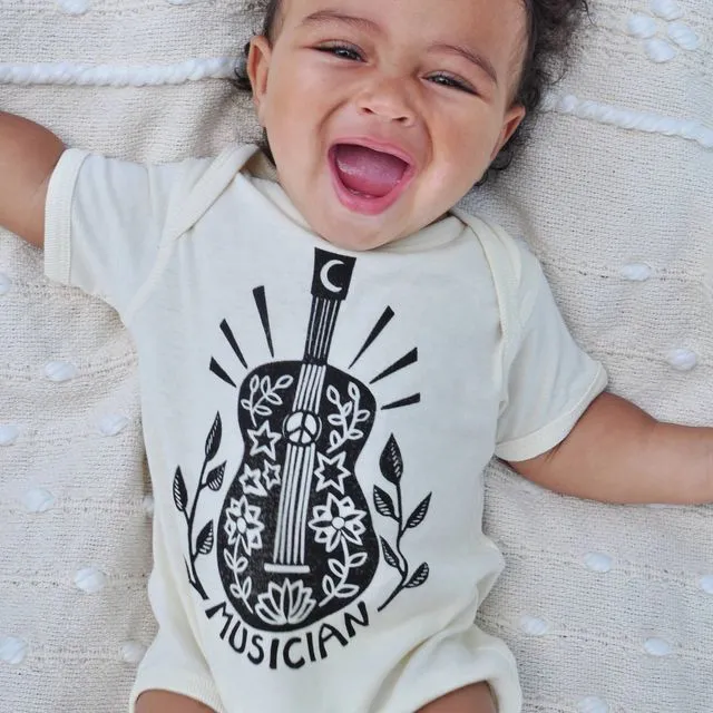 Musician Vibes Baby Bodysuit, Guitar baby outfit, Natural