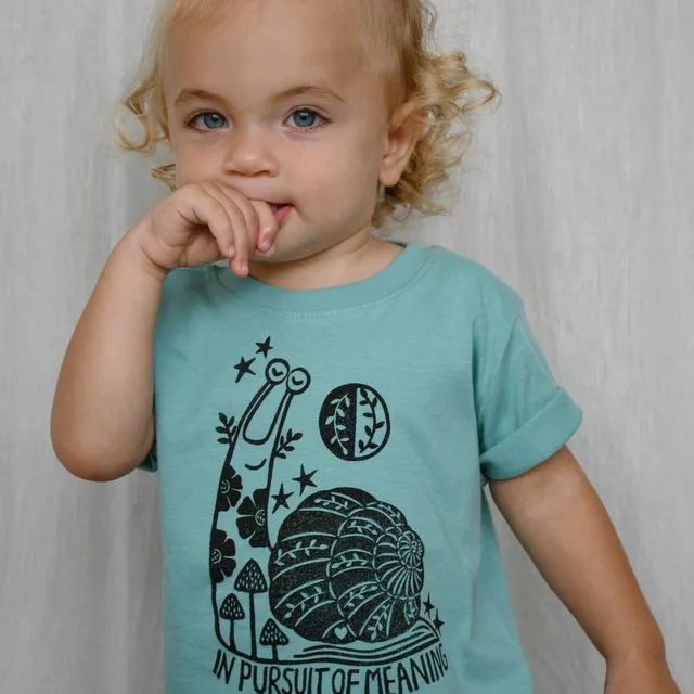 Serenity Snail Kids Tee Shirt, Hippie Children's Shirt, Saltwater