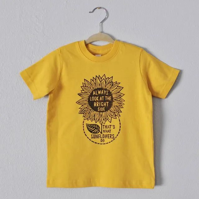 The Sunflower Kids Tee Shirt, Positive Vibes Shirt, Golden