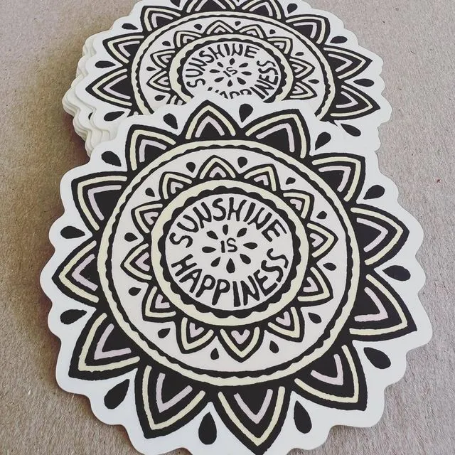 Sunshine Mandala Decorative Stickers, Sunshine is Happiness