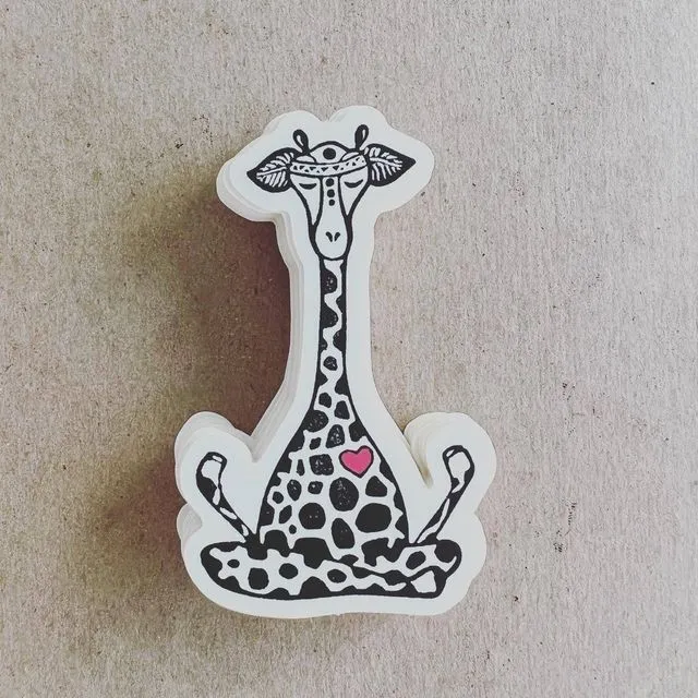 Lotus Giraffe Decorative Stickers, Yoga Giraffe Sticker