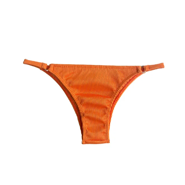 Metallic Orange Side Gold Rings Bikini Bottom