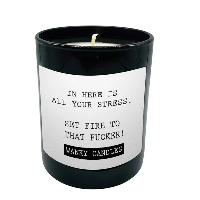 Wanky Candle Black Jar Scented Candles -In here is all your stress - WCBJ20