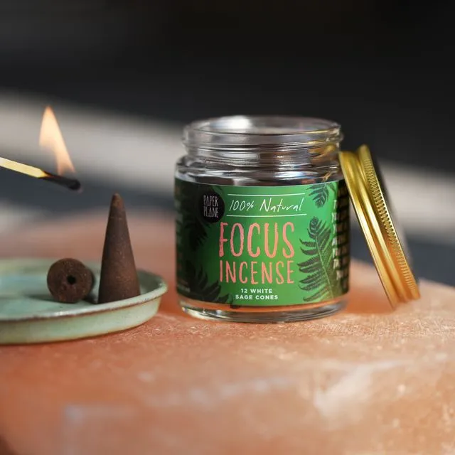 Focus Incense Jar of Incense Cones - plant based, vegan