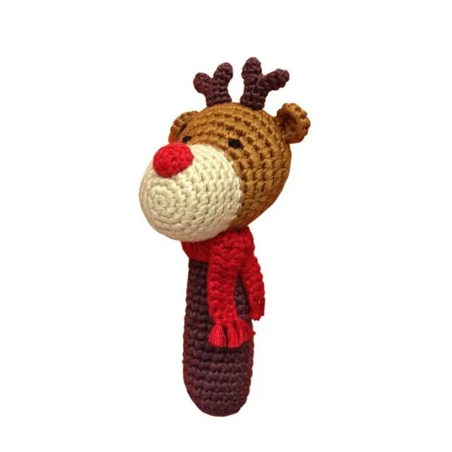 Reindeer Stick Hand Crocheted Rattle
