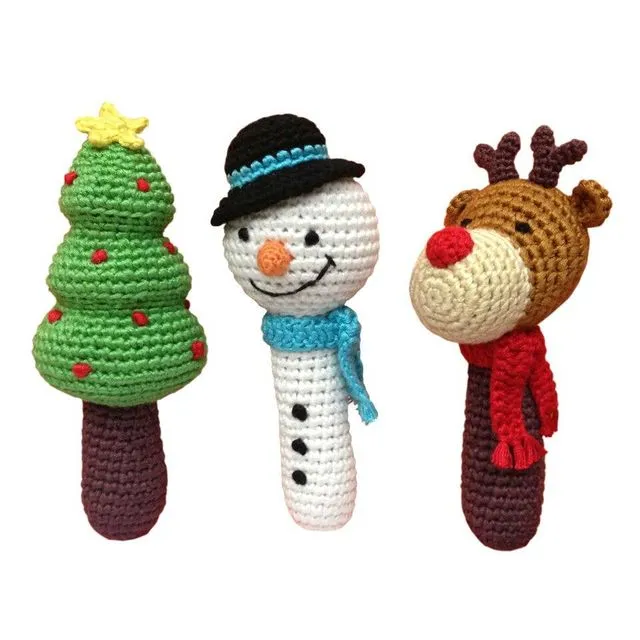 Holiday Stick Crocheted Rattles - Set of 3
