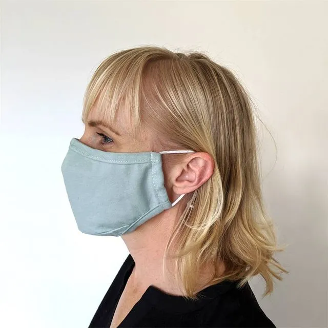 Adult Cotton Face Mask with filter pocket - Sage