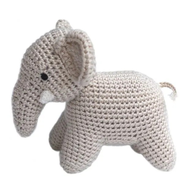 Standing Elephant Crocheted Rattle