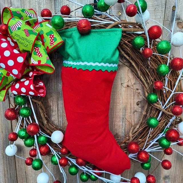 Christmas Stocking Whimsical Wreath