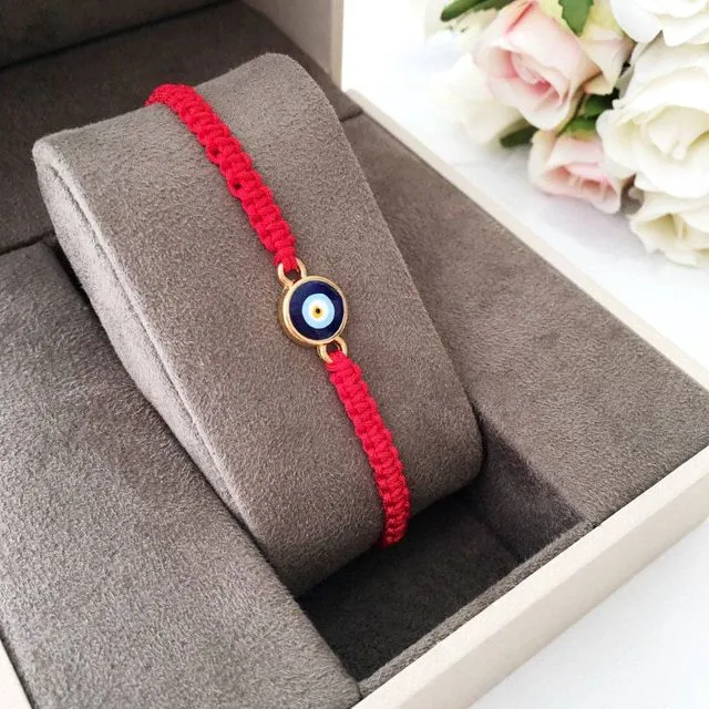 Red String Evil Eye Bracelet, Adjustable Evil Eye Charm Bracelet