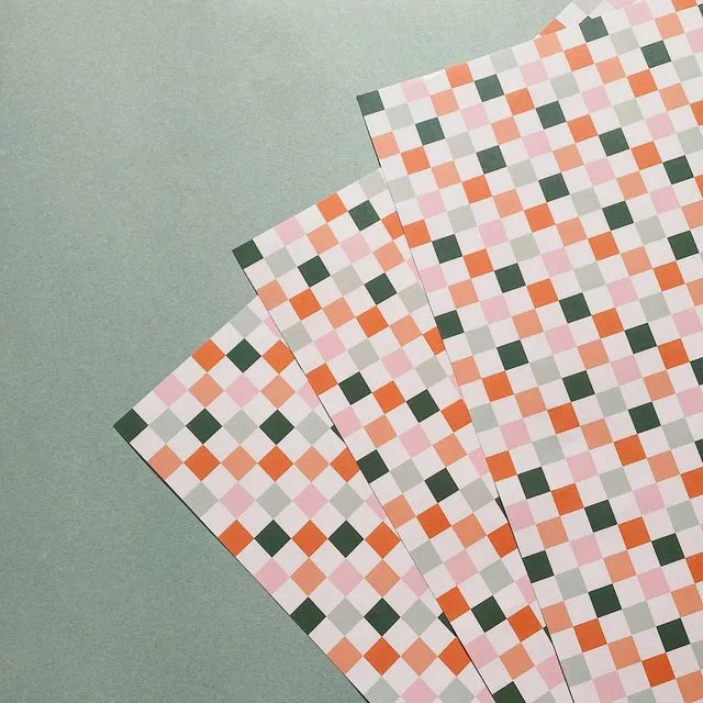 Christmas Checkerboard Wrapping Paper Sheets