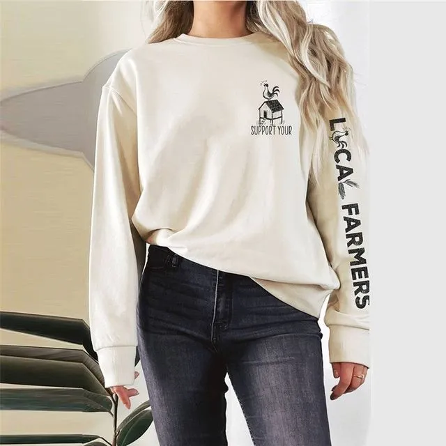 Support Your Local Farmers Graphix Terry Sweatshirts - CREAMY