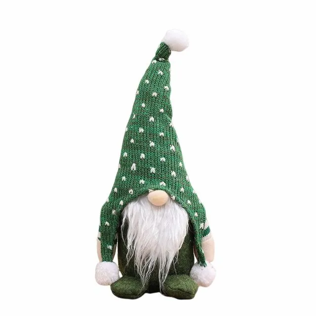 Cute Sitting Knitted Hat Rudolf Dolls Christmas Decorations - GREEN