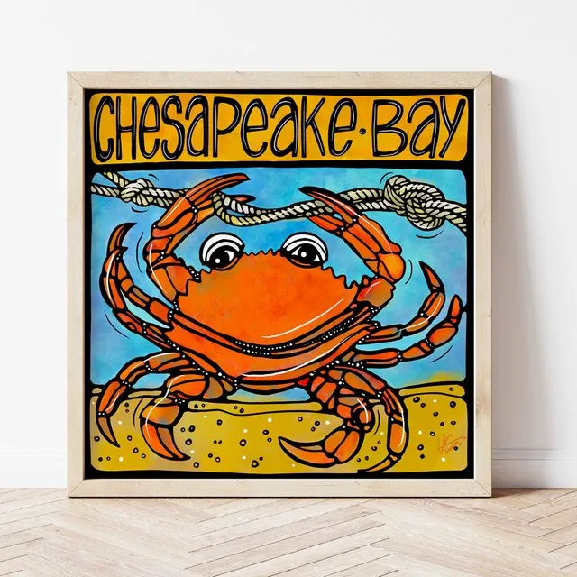 Chesapeake Bay Art Print, Virginia, Maryland, Crab. Signed.