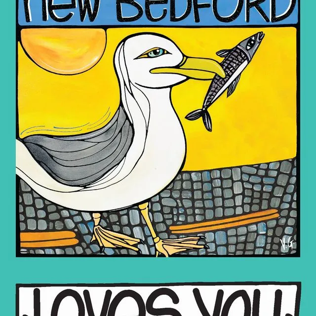 New Bedford MA Postcard: Seagull Massachusetts Beach Card