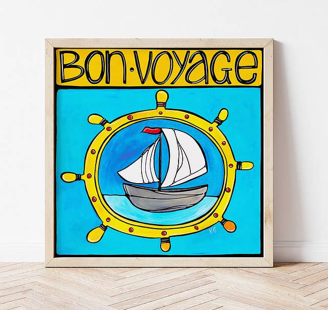 Sailboat Nautical Art, Coastal Signed Art Print, Fun Artwork