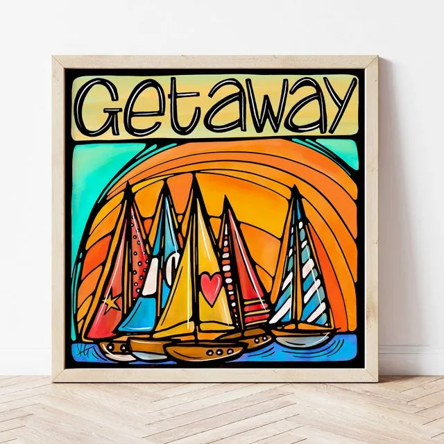 Sailboats Art Print, Nautical, Coastal Art. Sailing Boats