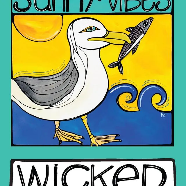 Seagull Postcard: New England, Wicked, Beach Coastal Card