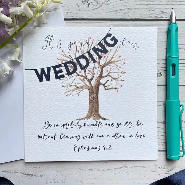 Christian wedding card - tree