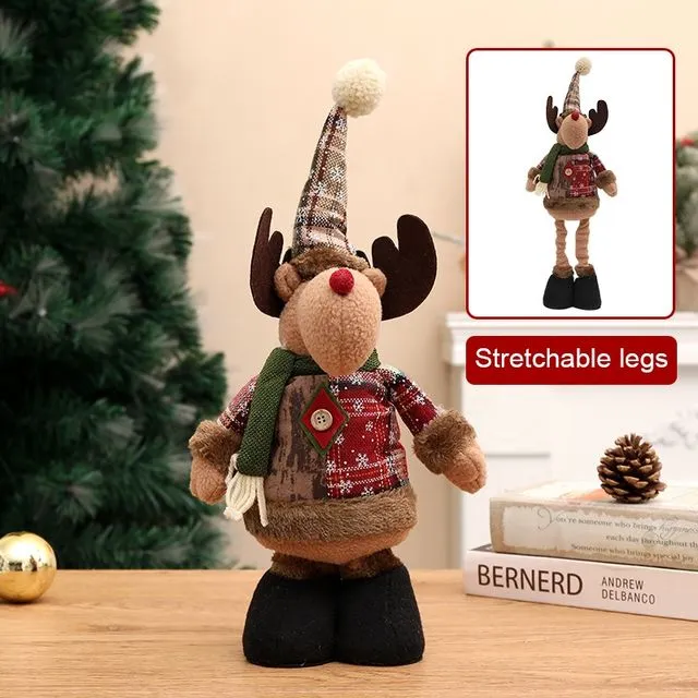 Retro Plaid Cloth Cute Stretch Legs Dolls Christmas Ornaments Home Decorations