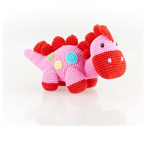 Baby Toy Dinosaur rattle - steggi - pink