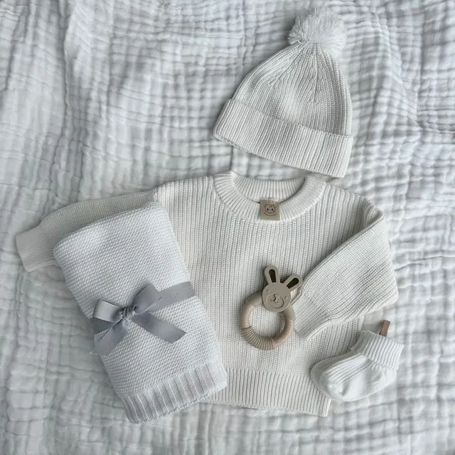 Baby Chunky Knit Sweater - Cuddly White