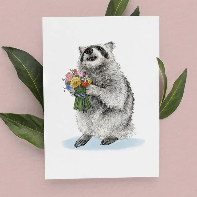 Raccoon Birthday Card | Animal Greetings Card | Thank You