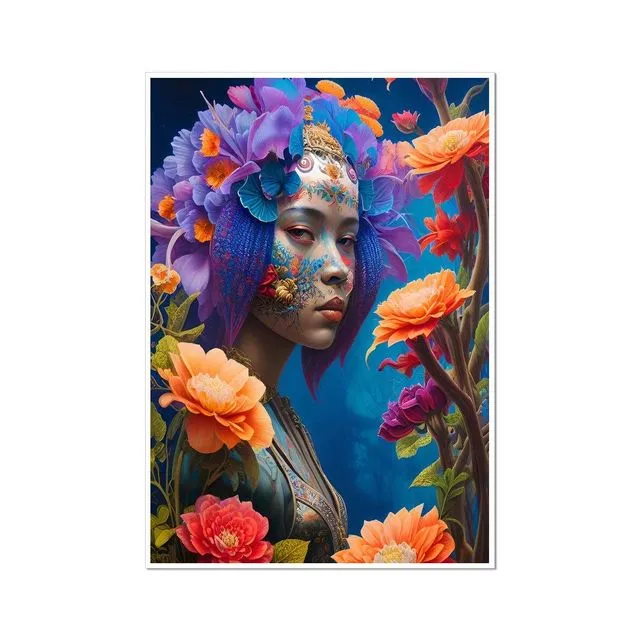 The Blue Flower Girl Flora Fine Art Print