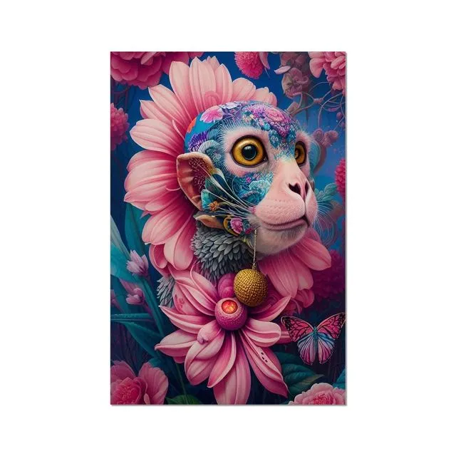 Floral Monkey Flora Fine Art Wall Print