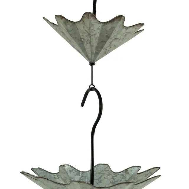 2 Piece Set Galvanized Metal Umbrella Hanging Flower Planter