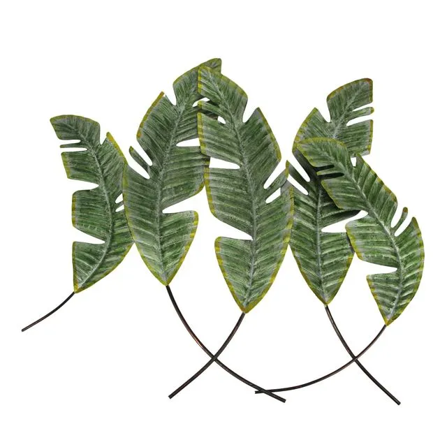 27 Inch Metal Tropical Leaf Wall Hanging Sculpture