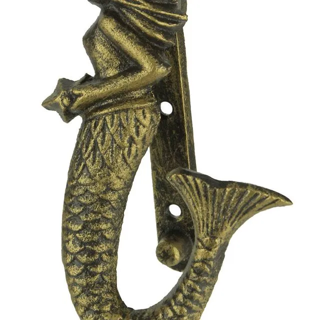 Cast Iron Mermaid Door Knocker - Bronze