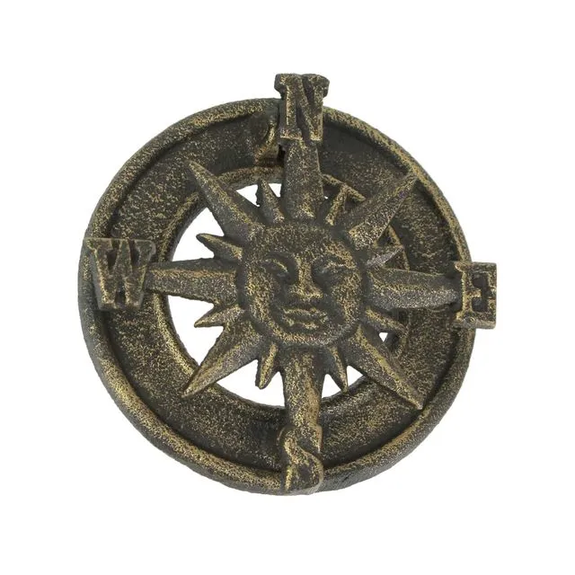Compass Rose/Sun Cast Iron Door Knocker - Bronze