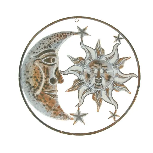 Metal Art Sun And Moon Wall Sculpture - Right Facing